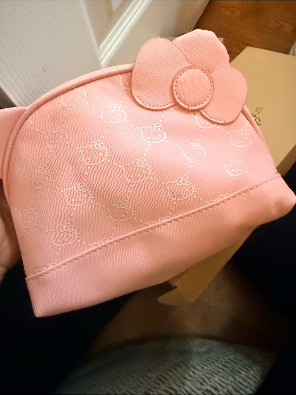 Hello Kitty Pink Cosmetic Pouch with Bow Accent